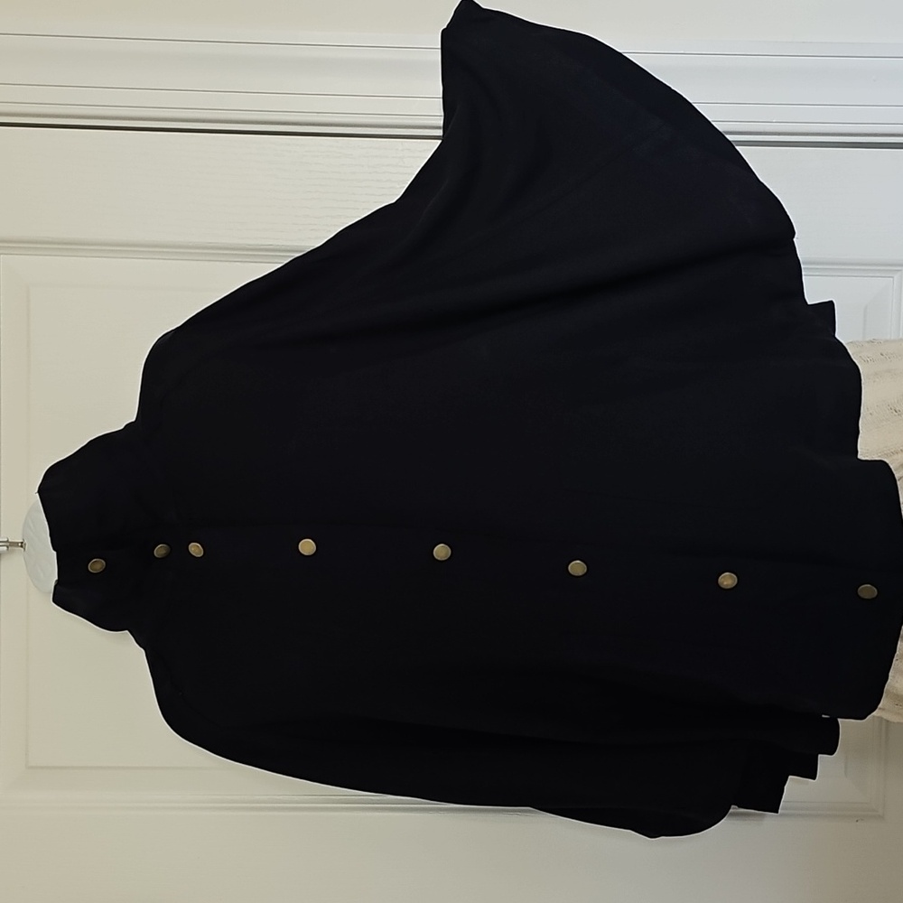 Navy Lightweight Jacket Cape Sleeve Snaps OneSize